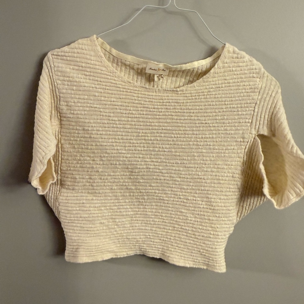 Meadow Rue Cream Ribbed Crop Top - Picture 1 of 4